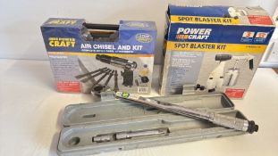 Power Craft air chisel kit, spot blaster kit and torque wrench
