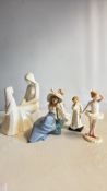 Group of porcelain figurines, including NAO by Lladro
