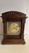 Late Victorian oak mantel clock