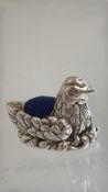 Silver cockerel pin cushion