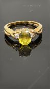 9ct Gold ring set with yellow sapphire & diamond W