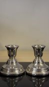 Pair of silver dwarf candle sticks 188g