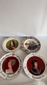 Set of four historical figure decorative ceramic plates