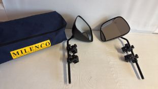 Milenco clamp-on towing mirrors, pair with case
