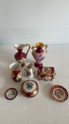 Group of Limoge vases, boxes and dishes