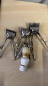 Collection of vintage barber equipment