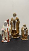 Group of three Chinese ceramic sage figures