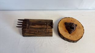 Pair of Rustic Cast-Iron Wall Mounts