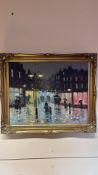 Barry Hilton Rainy City Street, oil on canvas
