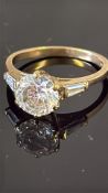 9ct Gold ring set with large solitaire cz Size O W