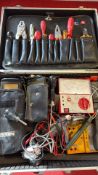 Electricians tool and test equipment kit in aluminium flight case