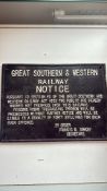Cast iron great southern & western railway notice