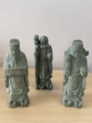 3 Chinese soapstone figures Height 15 cm