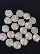Sir Issac Newton 50p coins - 20 in total