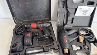 SKIL 18 V cordless drill set and 1600 W heat gun kit