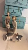 Set of 3 Lladro porcelain figurines with boxes