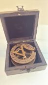 Boxed brass sundial