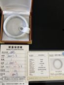 Genuine Chinese jade bangle with coa Weight 59.903