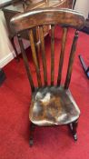 19th-century elm childâ€™s Windsor rocking chair