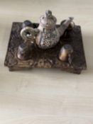 Chinese soapstone ceremonial tea set with mother o