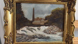 Tom Riley, Waterfall Mill, oil on board