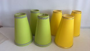 Mid century - six coloured conical lampshades