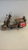 Metal model Vespa-style scooter with Union Jack