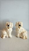 Pair of Staffordshire-style ceramic spaniel mantel dogs