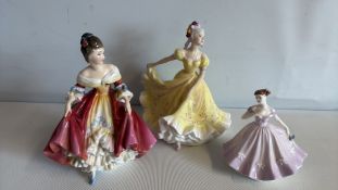 Group of 3 Royal Doulton and Coalport bone china figurines