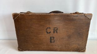 Vintage brown suitcase with stencilled initials