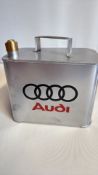 Silver Audi oil can