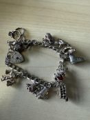 Silver charm bracelet 34g