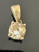 9ct gold pendant set with large white gemstone