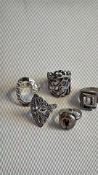 5 silver rings