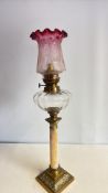 Victorian oil lamp cranberry shade