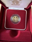 2002 Gold proof half-sovereign in a plush fitted c