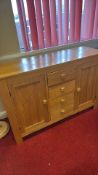 Oak sideboard with drawers and cupboards