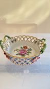 Dresden porcelain floral pierced basket