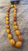 Butterscotch amber bead necklace (clasp A/F)