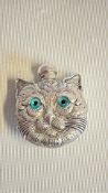 Silver 800 cat's face perfume bottle (blue eyes)