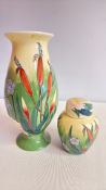 Pair of Ceramic Inspirations bulrush-pattern vase and lidded jar