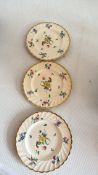 Set of 3 Clarice Cliff for Newport Pottery floral gilt-rim plates