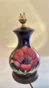 Moorcroft ‘Anemone’ pottery table lamp base