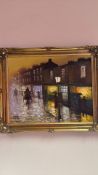 Barry Hilton oil on canvas rainy street scene (48.5cm x 58.5cm including frame)