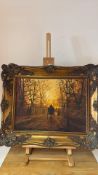 Barry Hilton oil on canvas horse-drawn carriage scene (43.5cm x 53.5cm including frame)