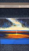 Contemporary oil on canvas, Sunset over Western Point