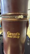 Grants scotch whisky 3 decanters in leather pouch