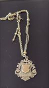 Silver albert chain, T-bar & fob