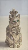 Silver 800 cat pin cushion with gemstones