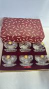Boxed set of 6 Webb Corbett cut crystal dessert bowls and underplates